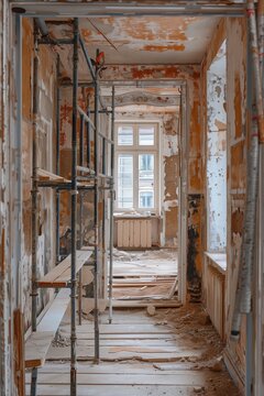 Stripped Interior Hallway Awaiting Renovation