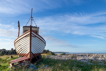 Old fishing vessel on dry land in County Donegal, Ireland