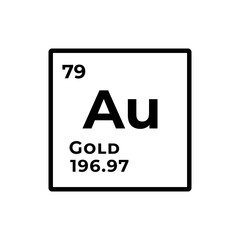 Gold, chemical element of the periodic table graphic design