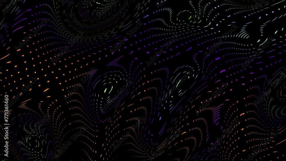 Aufkleber Animated abstract technology black background random dots and grid 4K. Random dots