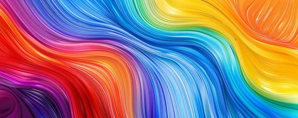 Rolgordijnen A rainbow wavy waves abstract background wallpaper, with neo-abstract realism, digitally enhanced, hard-edge color field, and bold colorful lines. © Duka Mer