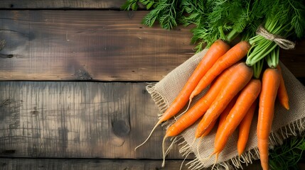Close up of fresh Carrots on a rustic wooden Table