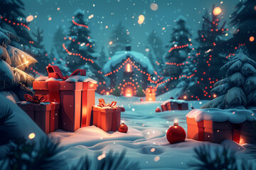 Vector illustration of a bright Christmas card with a Merry Christmas theme.