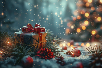 Vector illustration of a bright Christmas card with a Merry Christmas theme.