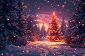 Vector illustration of a bright Christmas card with a Merry Christmas theme.