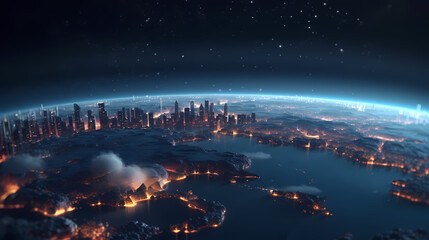 Naklejka na ściany i meble Planet Earth ,city lights seen from space