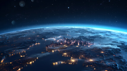 Naklejka premium Planet Earth ,city lights seen from space