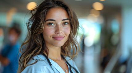 Obraz premium Confident Female Healthcare Professional Doctor in Hospital Setting