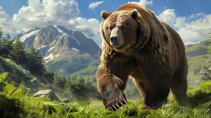 The Majestic Kodiak Bear: King of the Alaskan Wilderness - obrazy, fototapety, plakaty