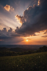 Celestial World concept - Sunset or sunrise with clouds