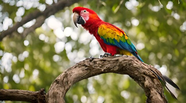The colorful parrot, with its vibrant plumage, adds a splash of brilliance to the canopy.