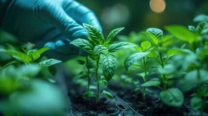 growing plants in bio laboratory
