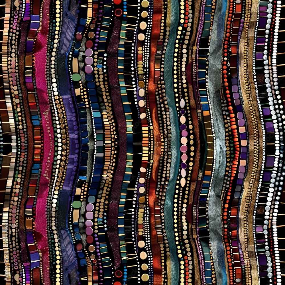 Poster beaded stripes seamless pattern, simulating the look of intricate beadwork for a textured effect. se