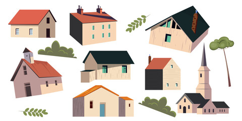 Naklejka premium Set of vector houses, design elements