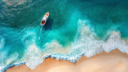 Wave and boat on the beach as a background. Beautiful natural background at the summer time from...