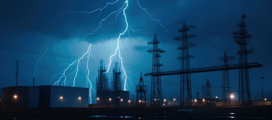 power plants, electricity, lightning 52 - obrazy, fototapety, plakaty