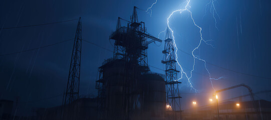 power plants, electricity, lightning 42 - obrazy, fototapety, plakaty