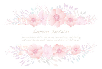 Vector Watercolor Floral Background Illustration With Text Space Isolated On A White Background. 