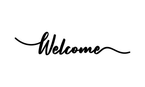 Welcome. Greeting card, banner, poster and sticker concept
