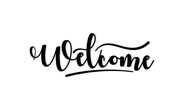 Welcome. Greeting card, banner, poster and sticker concept
