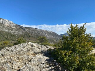 mountain landscape view from the village of Bargème towards Montagne de Brouis, Provence, France