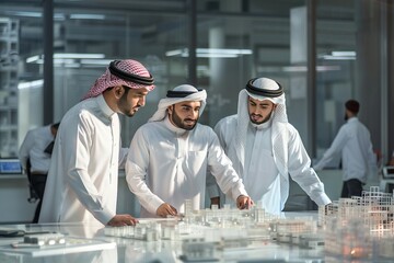 Arabian team of engineers working on new project