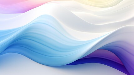 Serene Silhouette: 3D holographic waves on silky white canvas, viewed from top.