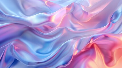 Silken Serenity: 3D holographic waves in calming colors, top-down view.