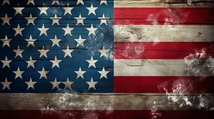 weathered american flag painted on wood