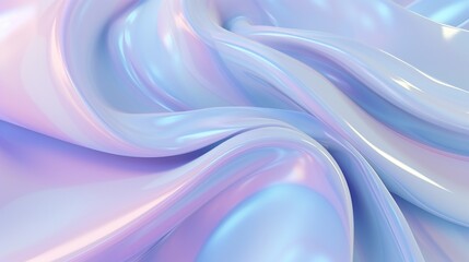 Soft ripples of tranquil hues form a serene holographic ribbon against a clean backdrop.