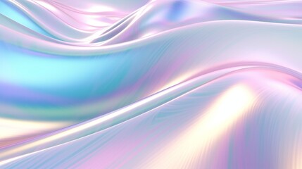 Soft ripples of tranquil hues form a serene holographic ribbon against a clean backdrop.