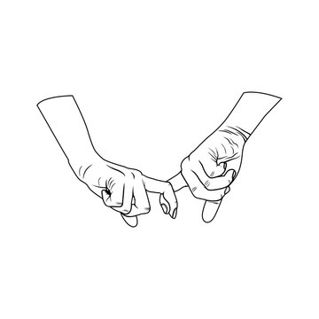 recommend clip art: the index finger of the partners hand is interlocked black and white line art vektor