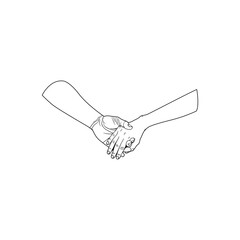 romance couples holding hands line art vector illustration