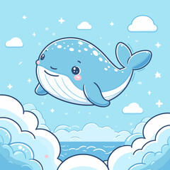 Adorable Flying Whale in the Sky