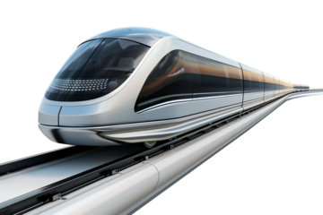 Highspeed maglev train network reducing carbon emissions isolate on transparent background, cutout, png