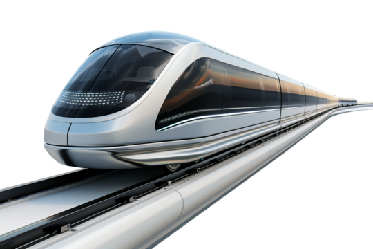 Highspeed maglev train network reducing carbon emissions isolate on transparent background, cutout, png
