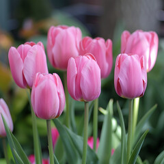 pink tulip with bokeh