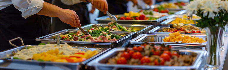 Buffet food indoor restaurant. Generative AI