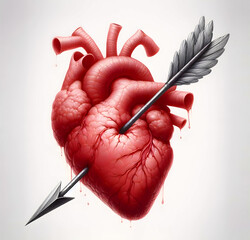 Heart pierced by Cupids arrow
