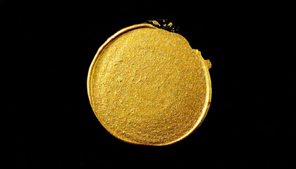 Gold circle glitter texture paint brush isolated on black background