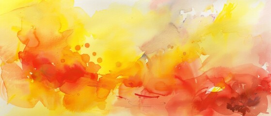 Obraz na płótnie Canvas Abstract watercolor paint art background painting - Yellow orange color with liquid fluid marbled paper texture banner texture pattern