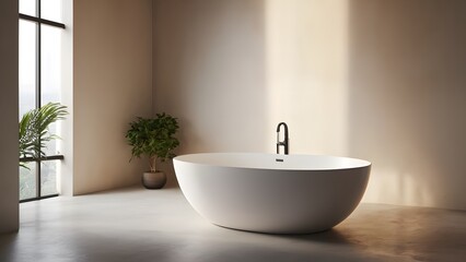 Fototapeta na wymiar modern bathroom interior with bathtub. generative ai