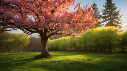 Fototapeta premium Stunning massive tree within lush forest. generative ai