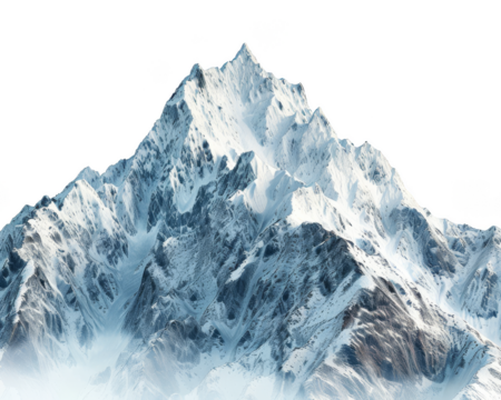 Mountain Snow capped peaks isolate on transparent background, png, cutout