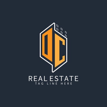 OC initial monogram logo for real estate with home shape creative design.	
