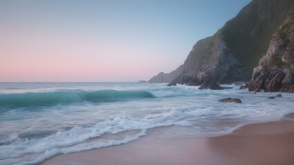 Fototapeta na wymiar Idyllic twilight scenery by the sea