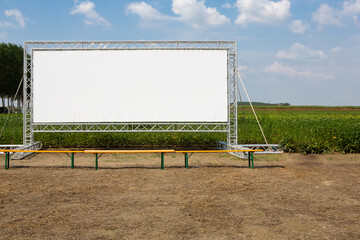 spacious outdoor advertising space on blank cinema screen