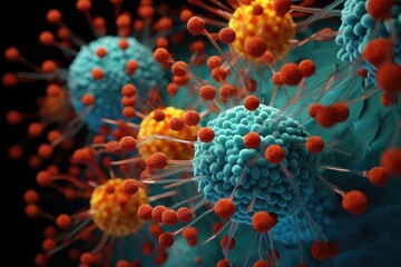 Vibrant abstract molecules visualization for immune system inspiration