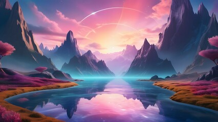 Celestial scenery amidst rugged mountains