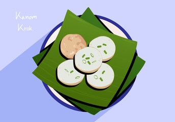 Kanom Krok, kind of Thai sweetmeat, Thai Dessert - obrazy, fototapety, plakaty